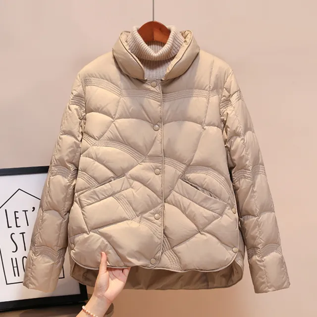 【巴黎精品】現貨出清 真90%白鴨絨羽絨外套衣(短款輕便防寒保暖p1ah44)