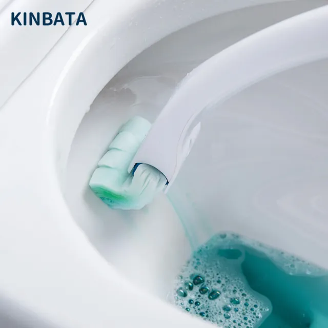 【FIFIOO 杏屋家居】日本KINBATA可溶解拋棄式馬桶刷(附贈16入刷頭/自帶清潔液/即用即拋/不易滋生細菌)