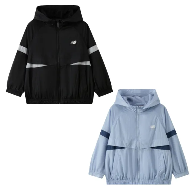 【NEW BALANCE】NB 童裝 連帽防風外套_男童/女童_水藍/黑色_7AG2611WBK_7AG2611WLBL