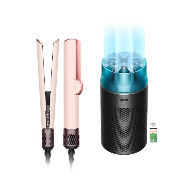 【dyson 戴森】HT01 二合一吹風直髮器(粉霧玫瑰色) + HJ10 HushJet 噴射氣流空氣清淨機(冰川藍色) (超值組)