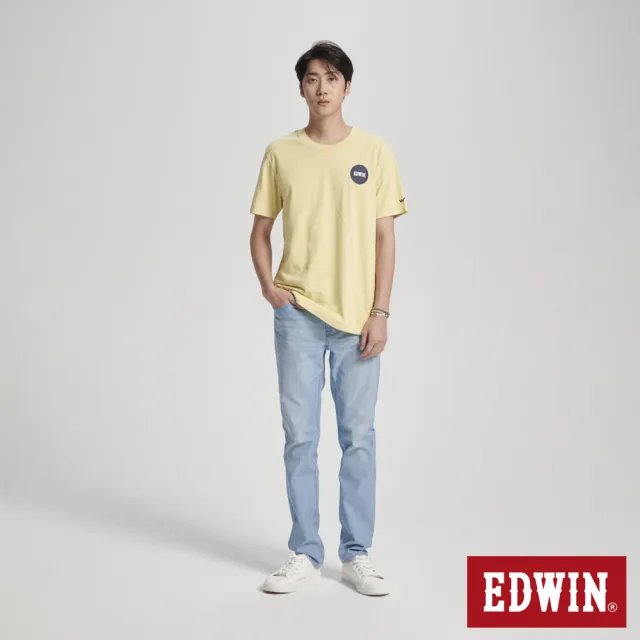 【EDWIN】男裝 小圓凸字印花短袖T恤(淺黃色)