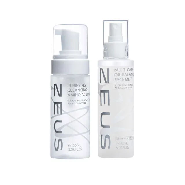 【Zeus】男士控油保濕輕保養組｜噴霧化妝水150ml + 胺基酸洗顏慕斯150ml(泡沫洗面乳/水楊酸控油/毛孔清潔)