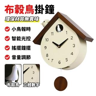 優品 布穀鳥造型掛鐘 咕咕鬧鐘 壁掛時鐘 木製客廳時鐘 搖擺壁掛鐘 整點報時 智慧光控