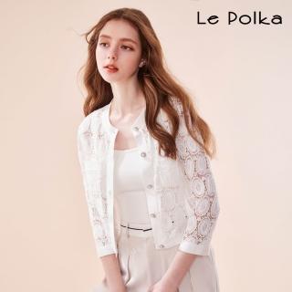 【Le Polka】鏤空蕾絲短版外套-女