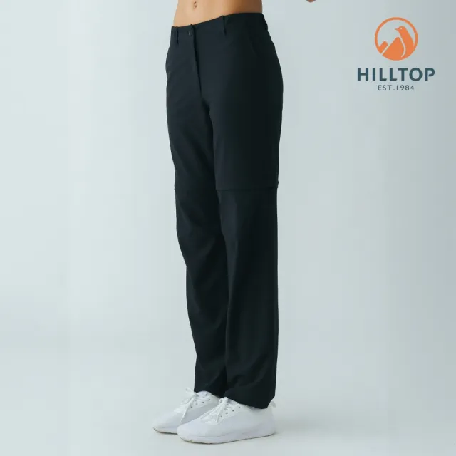 【Hilltop 山頂鳥】吸濕快乾彈性兩截褲(可調式褲管) 女款 黑｜PS08XF20ECA0