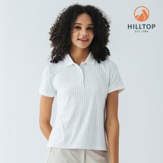 【Hilltop 山頂鳥】Polygiene抗菌吸濕快乾抗UV彈性印花POLO衫 女款 白印花(網球拍)｜PS14XFM4ECBZ