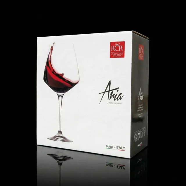 【RCR】義大利原裝 Aria 頂級無鉛水晶 大紅酒杯/勃根地杯 790ml 雙入禮盒