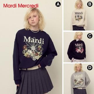 【MARDI MERCREDI】印花大學TEE 海軍藍 經典小雛菊 嘉年華象牙白花 純棉 SWEATSHIRT FLOWERMARDI JARDIN