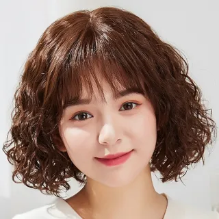 【巴黎精品】真髮短髮整頂假髮透氣輕量免打理假髮隱形增髮(修顏羊毛卷女假髮n1ky21)