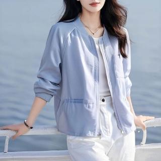 【ASister 小姊姊】AS2412#女裝｜防曬外套☆清新感立領水藍色輕薄夾克(S-3XL)