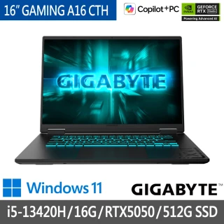 【GIGABYTE 技嘉】16吋 i5-13420H/RTX5050電競筆電(GAMING A16 CTHH3TW893SH/165Hz/16G/512G/Win11)