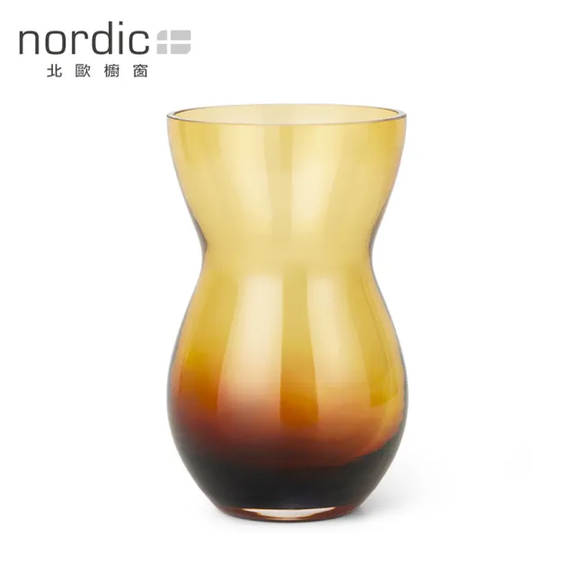 【北歐櫥窗】Holmegaard Calabas 漸層雙色花器(酒紅/琥珀、H 21cm)
