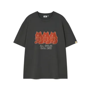 【Wacky WiLLY】官方旗艦館 KIKY&BEAR水洗短袖T恤(UNI短袖上衣 炭灰色)