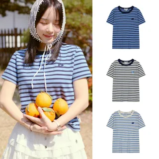 【Wacky WiLLY】官方旗艦館 女款條紋短袖T恤(WMS短袖上衣 象牙白/海軍藍/天藍色)