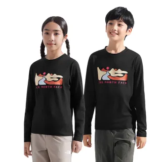 【The North Face】北面兒童黑色UPF防曬長袖上衣｜8DXPJK3(抗UV)