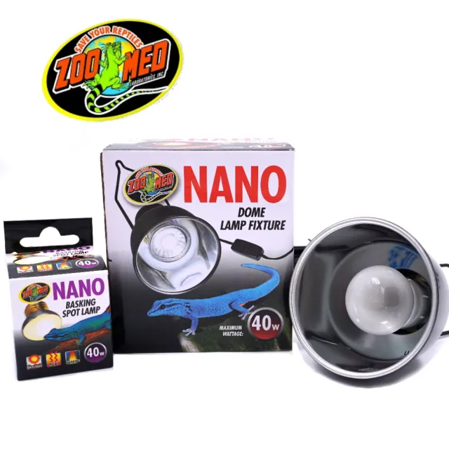 【Zoo Med】圓頂燈罩 可吊掛式+40W取暖燈泡 NANO/迷你燈泡桶深燈具/兩棲爬蟲保暖(ZOO MED FL35+SL40W)
