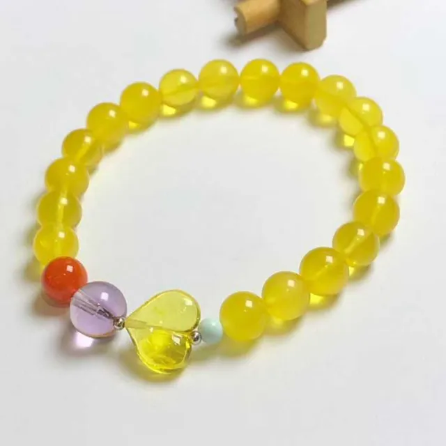 【勝弘珠寶】波羅的海金絞蜜配金珀桃子手串