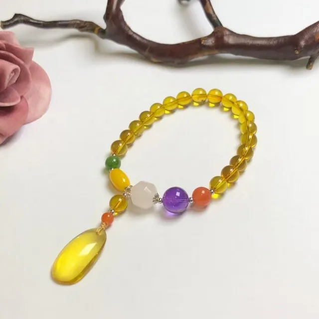 【勝弘珠寶】多明尼加藍珀水滴手串