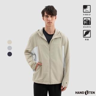 【Hang Ten】男裝-恆溫多功能-防曬原紗涼感拼接輕量連帽外套(多色選)