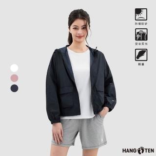 【Hang Ten】女裝-恆溫多功能-涼感防曬原紗可攜式輕量連帽外套(多色選)
