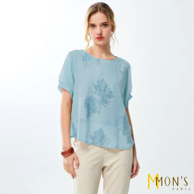 【MON’S】索鏈花形刺繡上衣(直)