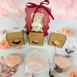 【A-ONE 匯旺】沐浴精油皂3入禮盒 蜜桃型皂3盒+起泡網1個+提袋 婚禮小物 企業禮贈品 潤膚沐浴香皂