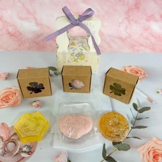 【A-ONE 匯旺】精油皂3入禮盒 優質蜂蜜+蜜桃型皂+人參手工皂+起泡網1個+提袋 聖誕禮物 婚禮小物