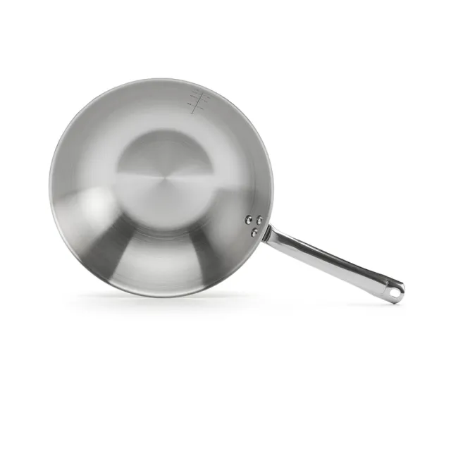 【de Buyer 畢耶】Alchimy系列 3層複合不鏽鋼中華炒鍋28cm-適用IH爐(不含鍋蓋)
