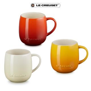 【Le Creuset】瓷器蛋蛋馬克杯380ml(杏桃黃/火紅辣椒/沙丘白)