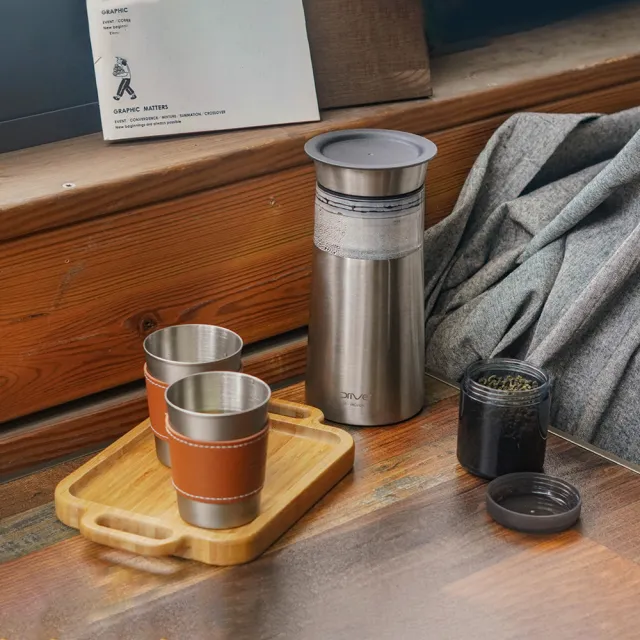 【Driver】鋼丹泡茶壺聚會分享組(泡茶壺 茶具 茶器 茶杯 不鏽鋼茶壺 不鏽鋼杯 密封罐 茶壺茶杯組 送禮推薦)