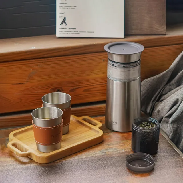 【Driver】鋼丹泡茶壺聚會分享組(泡茶壺 茶具 茶器 茶杯 不鏽鋼茶壺 不鏽鋼杯 密封罐 茶壺茶杯組 送禮推薦)