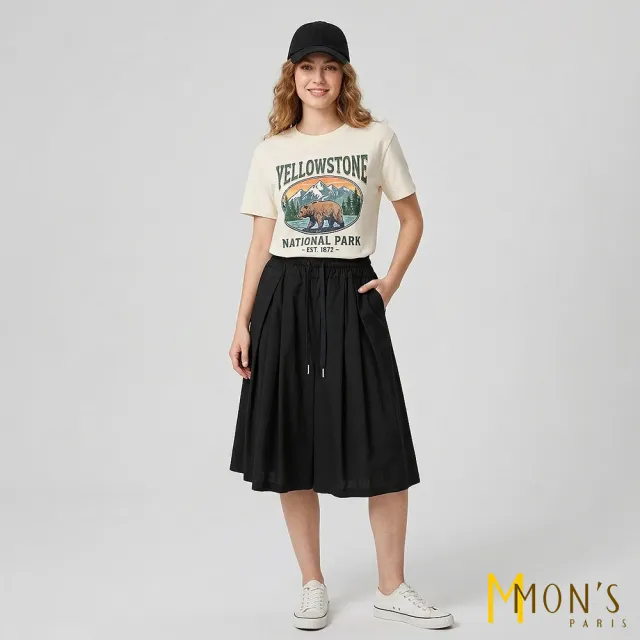 【MON’S】水洗精梳棉褲裙(直)