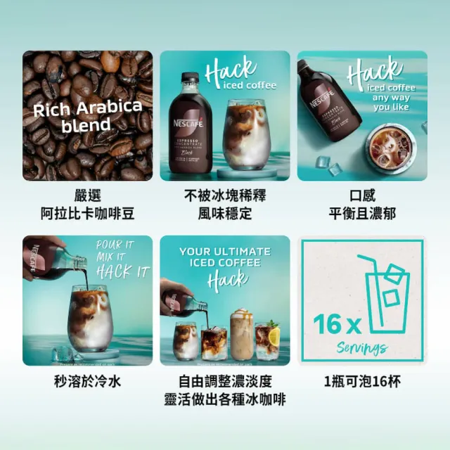 【NESCAFE 雀巢咖啡】KOL安柏賣場 Nescafe 義式濃縮咖啡液500ml (無糖黑、焦糖)