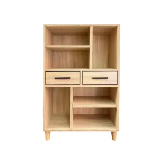【WoodenHouse 木器屋】WoodenHouse 木器屋 台灣製造 享•趣 兩抽屜櫃+原木腳10公分(收納櫃 置物櫃 層櫃)