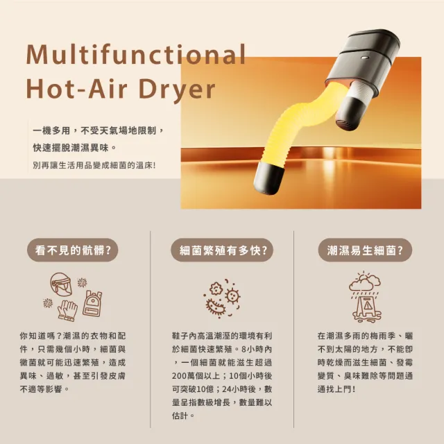 【SOTHING 向物】超長伸縮!多用途360°熱風循環烘乾機 朗 贈束口袋18x30cm(烘被 烘鞋 暖襪 梅雨)