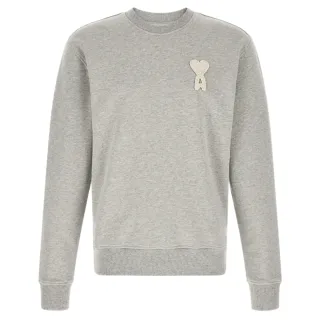 【AMI PARIS】春夏新款 男女同款 品牌LOGO 長袖運動衫-淺灰色(XS號、S號)