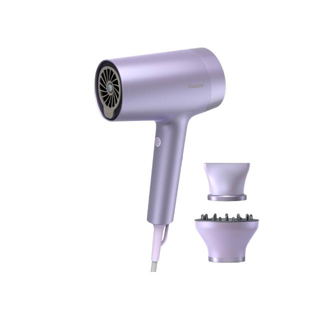 【Philips 飛利浦】BHD720 水光感護色溫控吹風機 (霧銀紫/2億負離子/水離子/官方直營)
