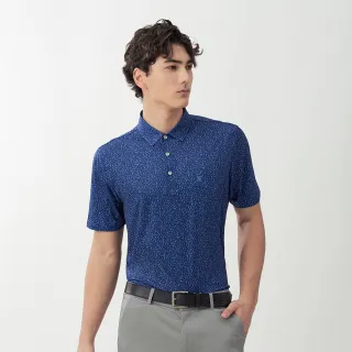 【pierre cardin 皮爾卡登】網路獨家 男款 輕薄涼爽印花短袖POLO衫-藍色(7267266-38)