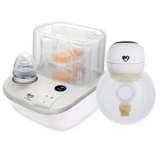 【Cmore】K2三合一溫奶器蒸氣消毒鍋+HandFree 2.0調頻免持電動吸乳器(溫奶器 消毒鍋 免持吸乳器)