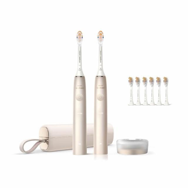 【Philips 飛利浦】官方直營 Sonicare頂級尊榮AI智能音波電動牙刷-HX9996/11香檳金(雙入組)