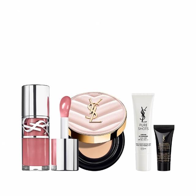 【YSL】官方直營 超模光感嫩唇彩妝組(超模光感精華水氣墊+情挑誘光嫩唇凍)