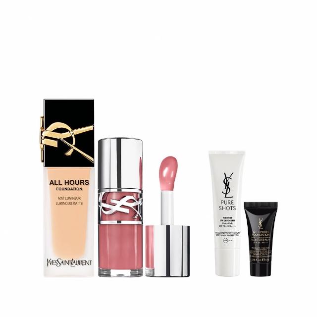 【YSL】官方直營 恆久完美持妝嫩唇彩妝組(午夜粉底+情挑誘光嫩唇凍)