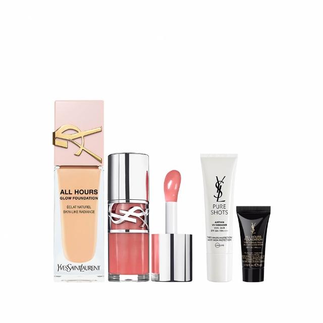 【YSL】官方直營 恆久完美粉光瓶嫩唇彩妝組(恆久完美裸光無瑕粉底露+情挑誘光嫩唇凍)