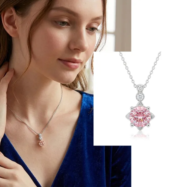 【Luster】38女王!30分 Fancy Vivid pink 粉紅星光 培育彩鑽 純銀 項鍊-任選(粉紅星光彩鑽甜美閃耀鎖骨)