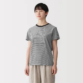 【MUJI 無印良品】女天竺圓領短袖T恤(白色/灰色/黑色/淺橘/黑橫紋/黑紋樣/煙燻藍紋樣/橘橫紋/淺藍)