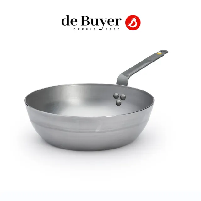 【de Buyer 畢耶】原礦蜂蠟鐵鍋 傳統單柄深煎炒鍋28cm-適用IH爐