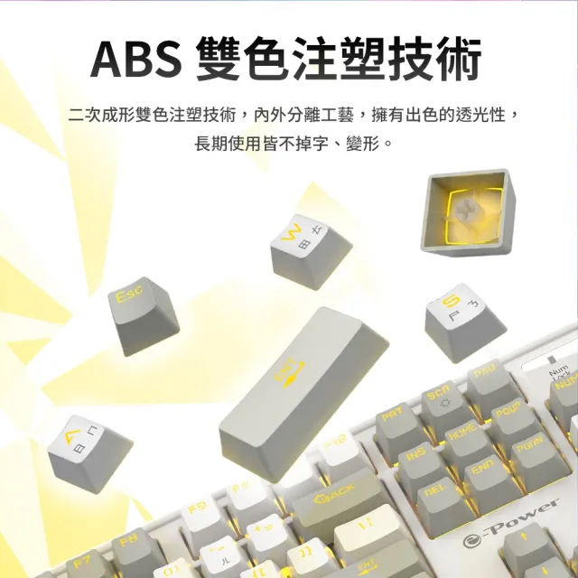 【e-Power】GX8190 青軸機械式鍵盤 有線鍵盤 背光燈效 黑/白 (機械鍵盤 青軸 入門款)