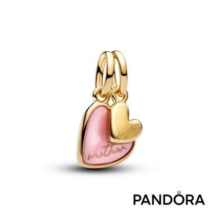 【Pandora 潘多拉】母女連心雙吊飾-飾品/情人節禮物/生日禮/鍍14k金