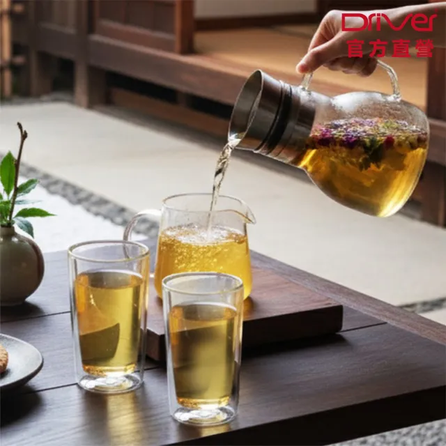 【Driver】甘丹茶壺聚會分享組(泡茶壺 茶具 茶器 茶杯 耐熱玻璃壺 雙層玻璃杯 茶壺茶杯組 送禮推薦)