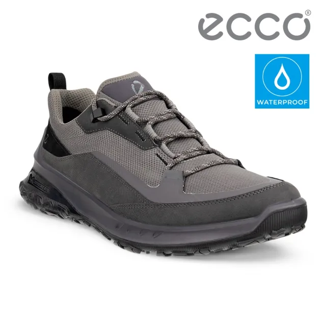 【ecco】ULT-TRN M 奧途真皮摩登運動鞋 男鞋(磁石灰/鐵灰色/黑色 82425461549)